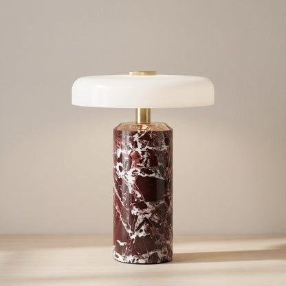 Bezprzewodowa Lampa Stołowa z Marmuru i Szkła