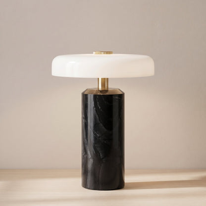 Bezprzewodowa Lampa Stołowa z Marmuru i Szkła