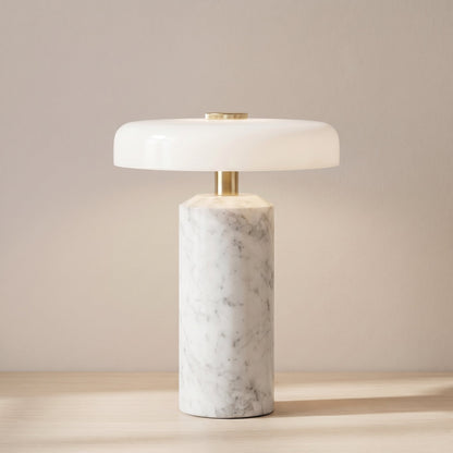 Bezprzewodowa Lampa Stołowa z Marmuru i Szkła