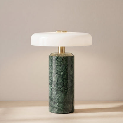 Bezprzewodowa Lampa Stołowa z Marmuru i Szkła