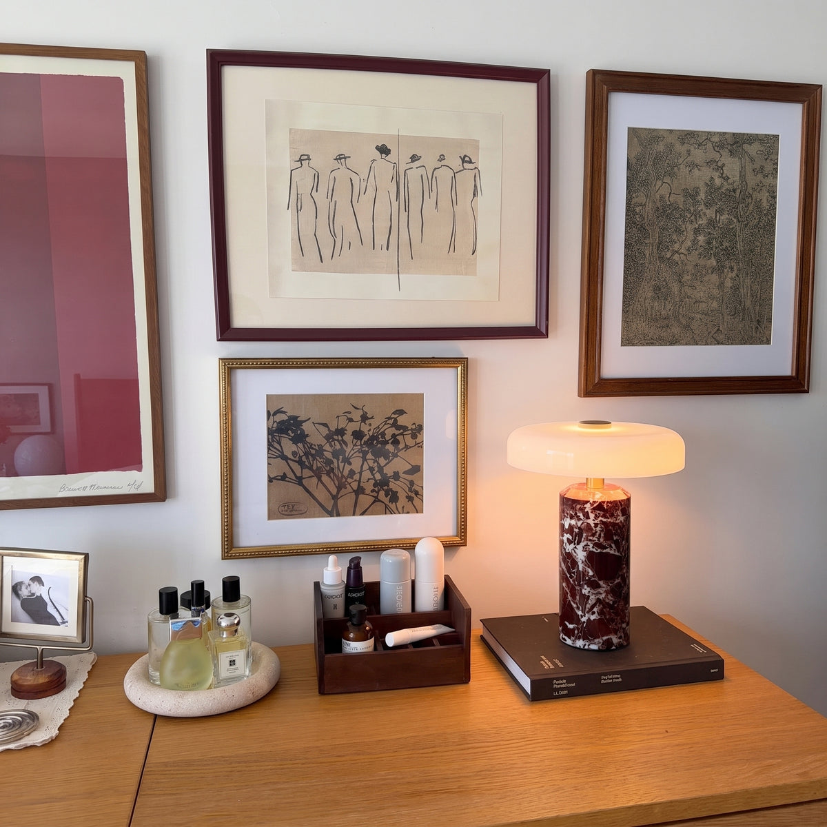Bezprzewodowa Lampa Stołowa z Marmuru i Szkła