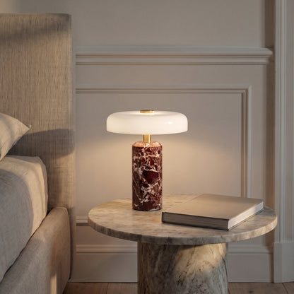 Bezprzewodowa Lampa Stołowa z Marmuru i Szkła